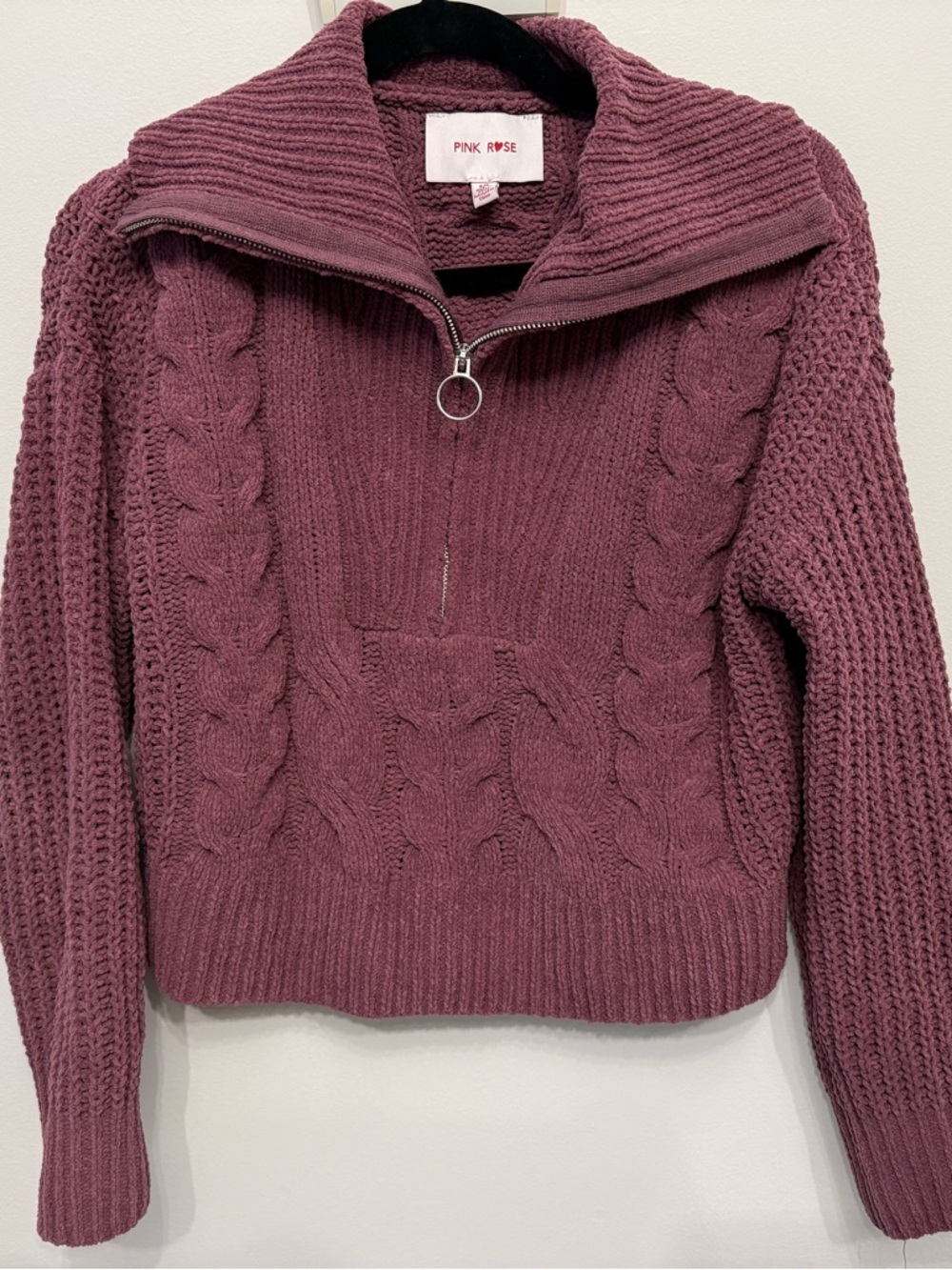 Cable-Knit Half-Zip Sweater